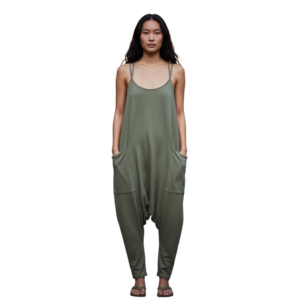 FP Movement Hot Shot Onesie Olive Green Jumpsuit Medium Relaxed Fit Pockets